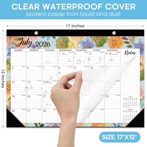 Image of 3 Pack of Desk Calendar 2026-2027, 18-Month Calendar Runs from July 2026 to December 2027, Large 17 inch x 12 inch Monthly Desktop & Wall Calendar for Home & Office - Botanic Whimsy