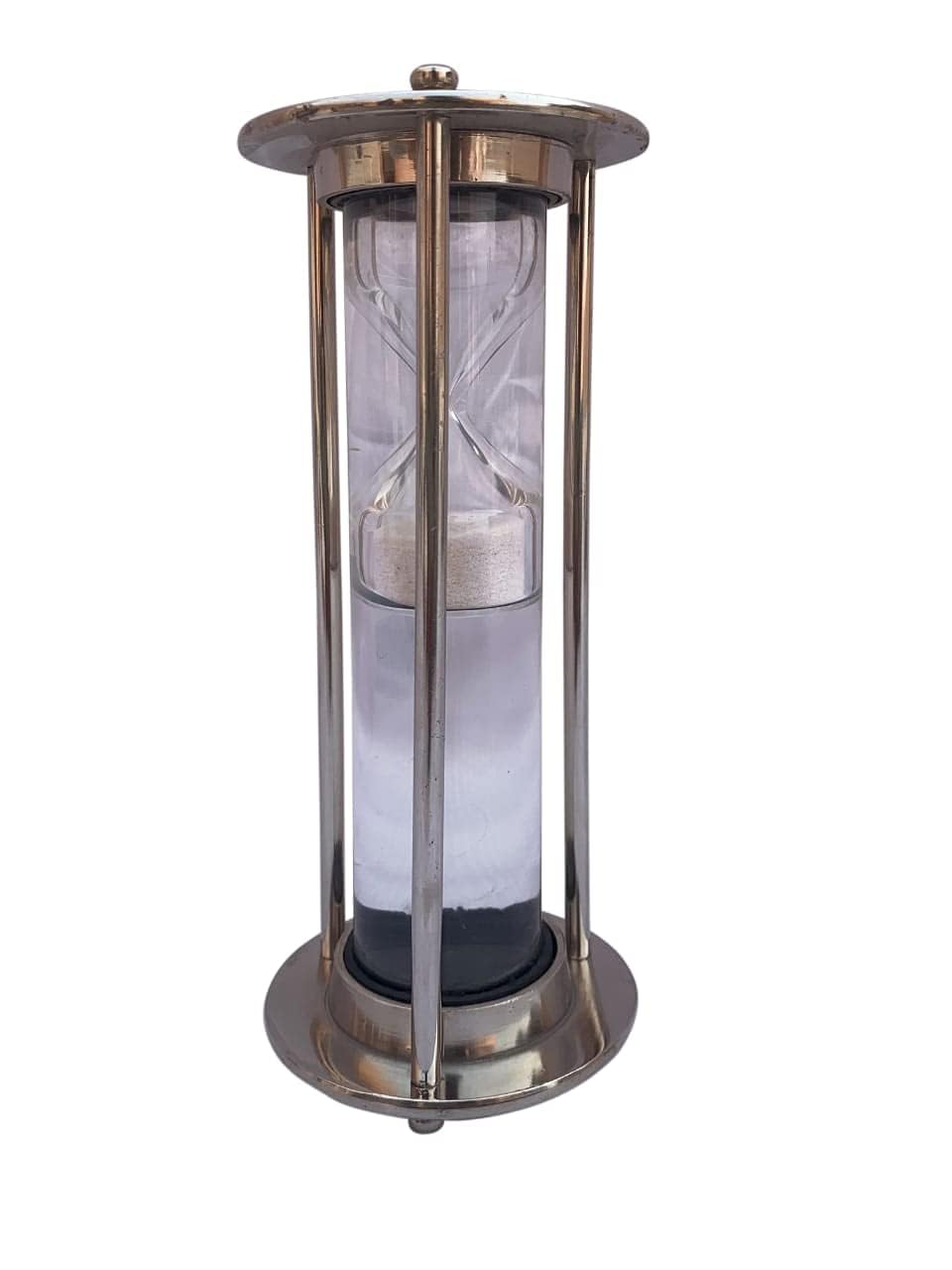MJ Enterprises Wooden and Brass Sand Timer Hour Glass Sandglass Clock Ideal for Exercise Tea Making Antique Nautical Décor Theme Height 6 Inches Table...