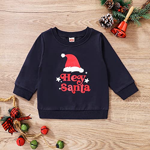 Toddler Boys Sweatshirts Christmas Kids Santa Long Sleeve Crewneck Pullover Tops Shirt Fall Winter Outfits (Navy, 3-4 Years)2