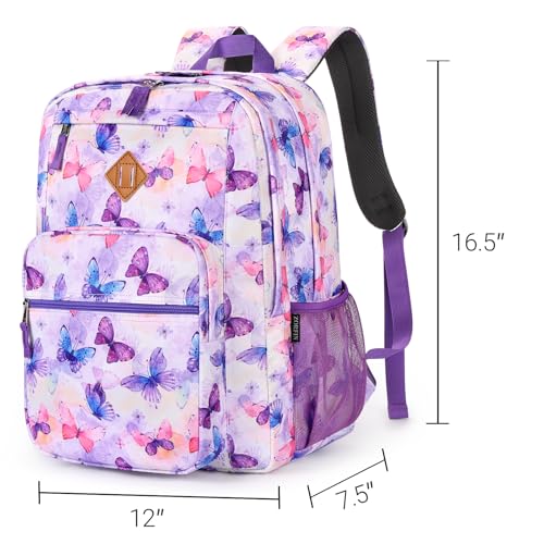Image of ZORFIN 26L Backpack for College, and Travel: Water Resistant Bookbag - Butterfly Purple