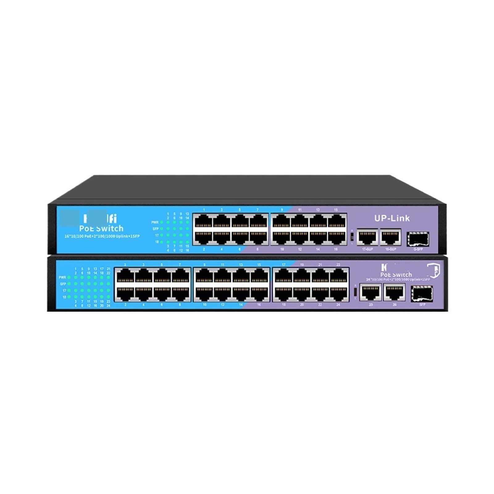 Commutateur PoE 16/24 ports 100 Mbps Ethernet Smart Switch RJ45 Hub Ethernet avec alimentation interne Hub réseau de bureau pour caméra IP (16 ports POE)