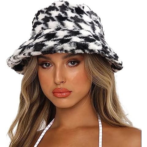Sydbecs Winter Bucket Hat Fluffy Faux Fur Fisherman Cap for Women Men Solid Color Style (F-7) Cover