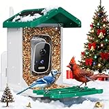 Smart Bird Feeder with Camera, AI Bird Species Identification Solar Powered Panel, 2.5k HD Video Bird House with Camera for Outside Garden, Ideal Gifts for Lover,Green