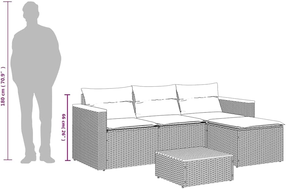 vidaXL Patio Sofa Set with Cushions 3 Piece, Outdoor Sectional Sofa Couch, Patio Conversation Set for Garden Backyard, Black Poly Rattan
