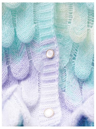 Image of SHENHE Girl's Ombre Cardigan Sweater V Neck Button Downt Knitted Long Sleeve Cardigan Top 10 Years