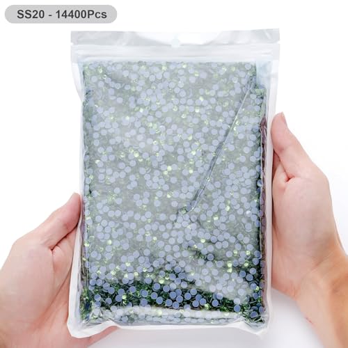 Image of Hotfix Rhinestones Bulk, 14400PCS Light Green Hot Fix Rhinestones for Clothes DIY Decoration Crafts, Light Green, SS20, 4.6-4.8mm