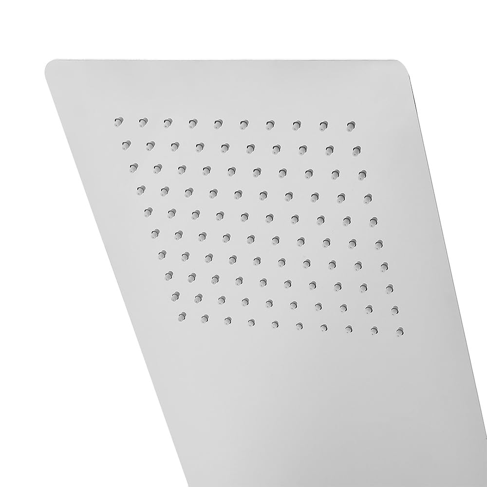 Soffione doccia a sbalzo cromo lucido 25x52 slim effetto pioggia, in acciaio inox