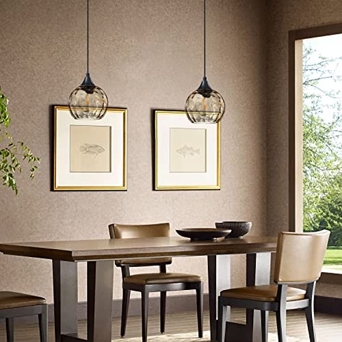 Image of 6.3 Inch Replacement Clear Hammer Glass Lamp Shade Light Fixture,for Replacement Wall Sconce Pendant Light Ceiling Light Chandelier Shade,Factory Outlet (Amber Glass, 3 Pack)