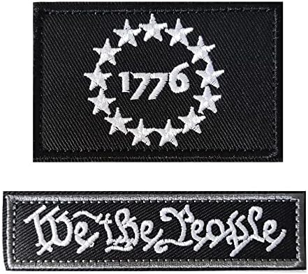 Harsgs 2PCS 1776 Patriot and We The People Tactical Morale Patch, Hook & Loop Patch Full Embroidery Military Patch for Caps Bags Vests Military Uniforms