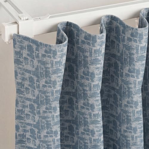 Image of FRESH FROM LOOM 10 ft Parda | Door Curtains for Slider Track | Non-Ring Curtains | S-Wave Pleat | Light Block See Blueout Parde | Breathable Fabric Curtain for Door (See Blue | 10 Feet, Set of 2)