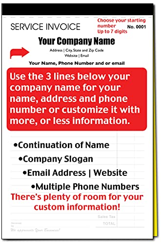 Custom Service Invoice Carbonless Form with Your Company Name - 2 Books (100 Sets) Numbered - Thumbnail 2