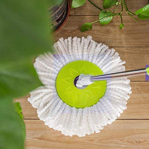 Image of 360 Spin Mop and Bucket Set with 4 Microfiber Refills | Stainless Steel Handle | Easy Spin Wringer Floor Cleaning Mop for Home, Kitchen & Office | Green & White