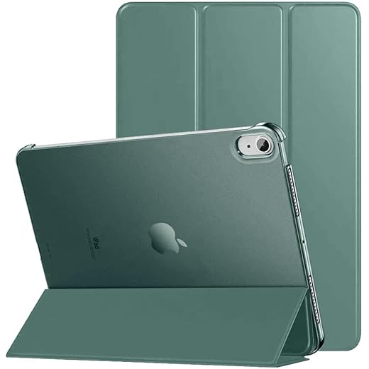 Amazon Basics Smart Matte Flip Case Cover for Apple iPad Air 11 Inch M2 2024, Air 6th /5th Gen 2022 /4th Gen 2020| Trifold Stand, Hard Back (Army Green)