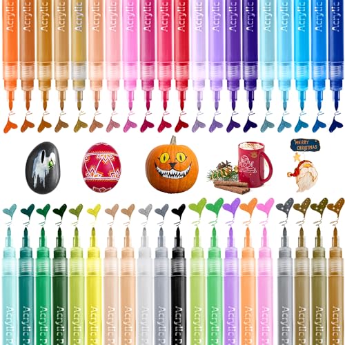 Rotuladores Acrilicos Permanentes 40 Colores - Ohuhu 0.7mm impermeables bolígrafos para pintura...