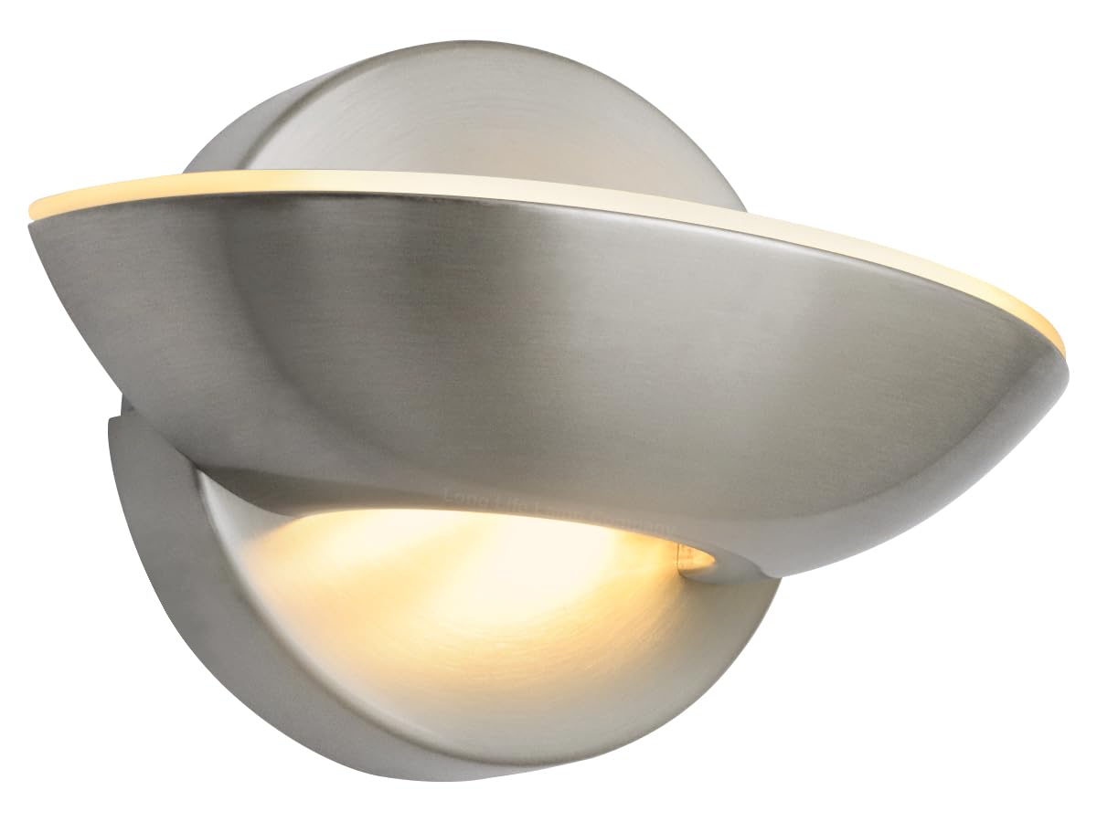 Long Life Lamp Company White Mini Led Wall Light Brushed Chrome Opal Diffuser 9W Upwards Wall Light Sconce Warm (H3050-F 3000K)