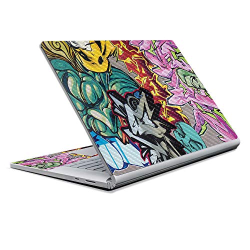 Image of MightySkins Carbon Fiber Skin for Microsoft Surface Book 2 13 inch (2017) - Graffiti Wild Styles,Protective, Durable Textured Carbon Fiber Finish,Easy to Apply, Remove,