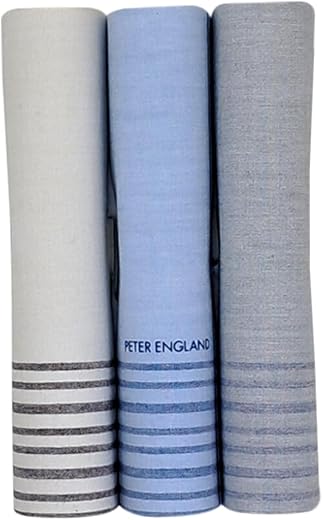 Peter England Men's Cotton Pastel Handkerchief (Multicolour)- Pack of 3