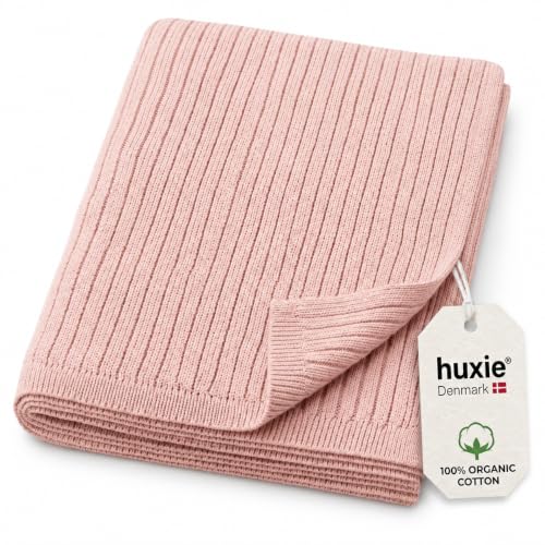 Image of 100% Organic Cotton Knit Receiving Baby Blanket for Newborns - Soft, Breathable Blanket for Crib & Stroller - Nursery Gift (Blush)