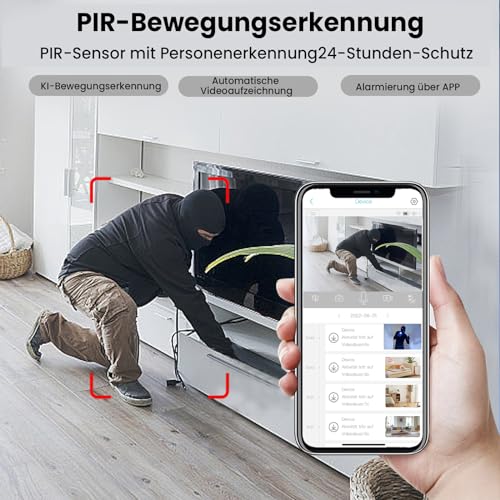 Mini Kamera,4K Kamera überwachung innen,Überwachungskamera innen,Mini Kamera Live Übertragung Handy APP,Lange Standby WiFi Kamera,mit Bewegungsmelder und Nachtsicht für Startseite Büro Sicherheit
