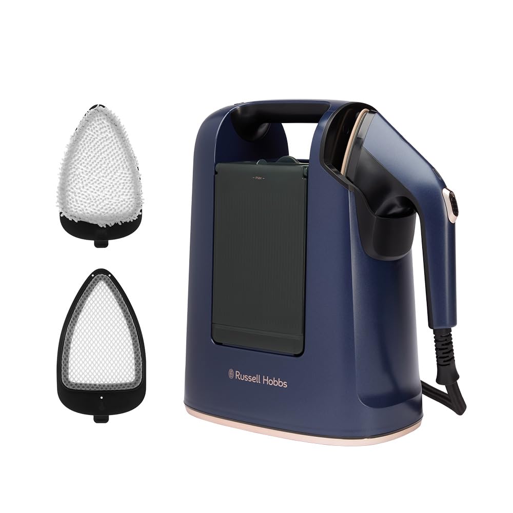 Russell Hobbs Plancha Vertical [2 en 1: Plancha y Vaporizador] Steam Genie Maestro (1700W,20g/min) 2 Accesorios: Delicados y Tapicería,Placa Cerámica,Depósito 750 ml,Almacenaje Integrado, 27600-56