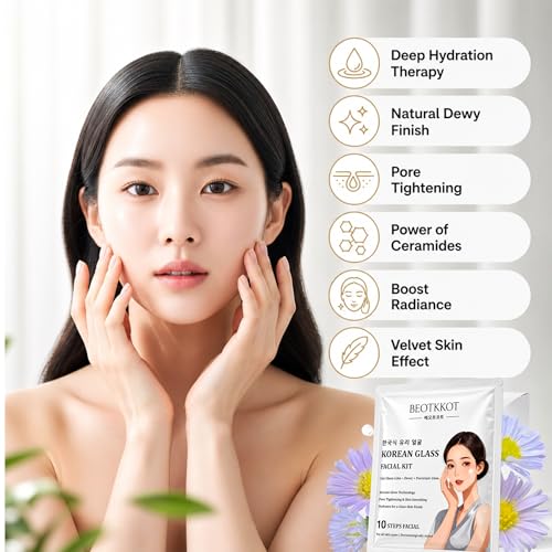Image of Korean Glass Skin Facial Kit - 10 Step Korean Facial for Instant Glow, Deep Hydration, Acne Care & Pore Tightening | Bridal Glow, Skin Brightening & Pigmentation Control Facial Kit | Salon Like Facial at Home | 2 Full Uses 129 g