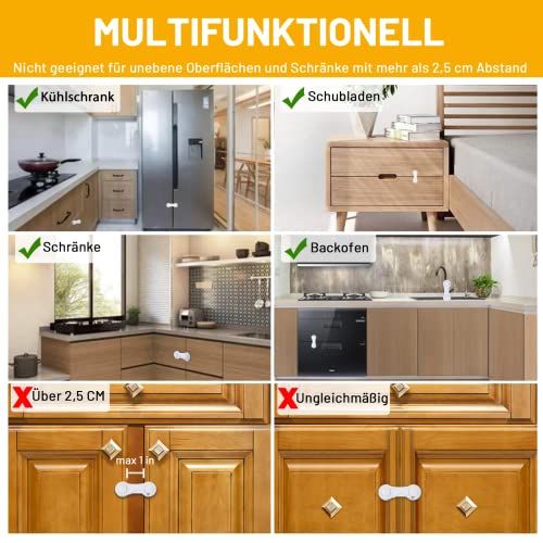 Kindersicherung Schrank Schubladen 6 Stück, Baby-Proofing-Baby-Sicherheitsschlösser, Schranksicherung Baby, Schrankschloss für Babys Kinder für Möbel, Küche, stark klebend, kein Bohren, langlebig – Bild 6