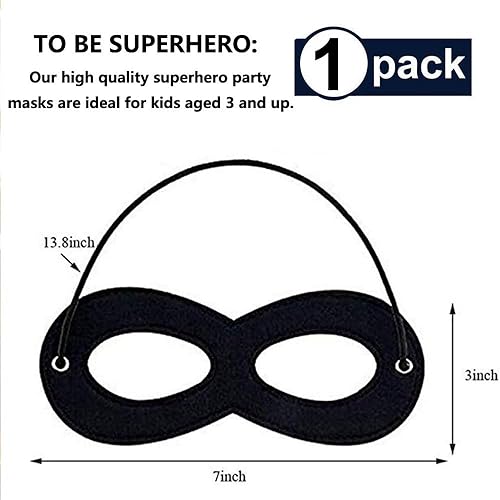 Miniatura 2 de 2 Pcs Black Superhero Masks Soft Felt Eye Mask Halloween Costume Half Masks with Adjustable Elastic Ropes