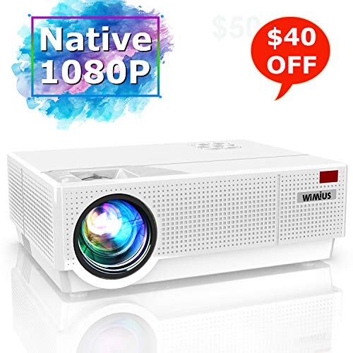 Projector, WiMiUS Newest P28 7000 Lumens LED Projector Native 1920x1080 Video Projector Support