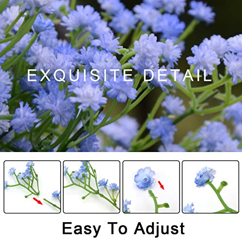 10 Pcs Baby Breath Artificial Flowers, Fake Gypsophila Bouquets, Real Touch Fake Flowers For Indoor Outdoor Wedding Decor Diy Home Party (Blue) #TOP2