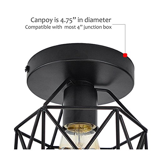 Lysed E26 E27 Retro Black Industrial Light Fixture,Vintage Flush Mount Ceiling Light,Mini Metal Rustic Ceiling Lamp For Porch Hallway,Kitchen,Stairway,Farmhouse Light #TOP3