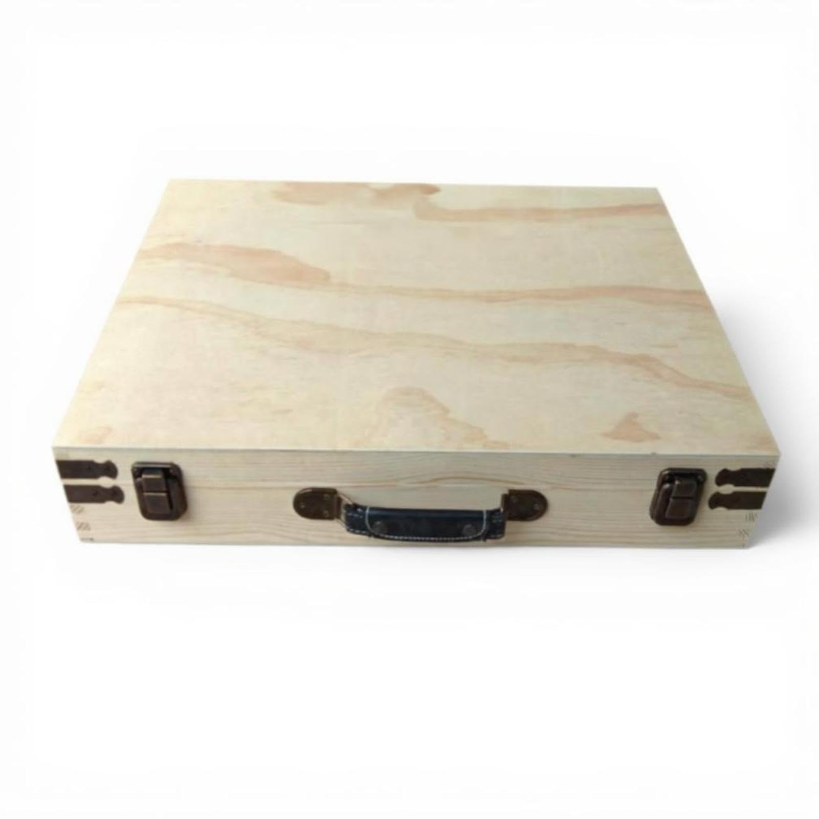 Vintage Wooden Storage Box, Large Organizer, Sturdy Latch, Decorative Chest 50x40x9.5cm-image-15