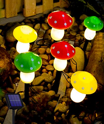 Joysing Solar Lichterkette Aussen 6 Stück Pilz Lampe Gartendeko,8 Modi Pilze Deko Solar Pilze Garten Wasserdicht Pilz Lichterkette, Leuchtenden Pilze für Rasen Party Terrassen Garten Deko