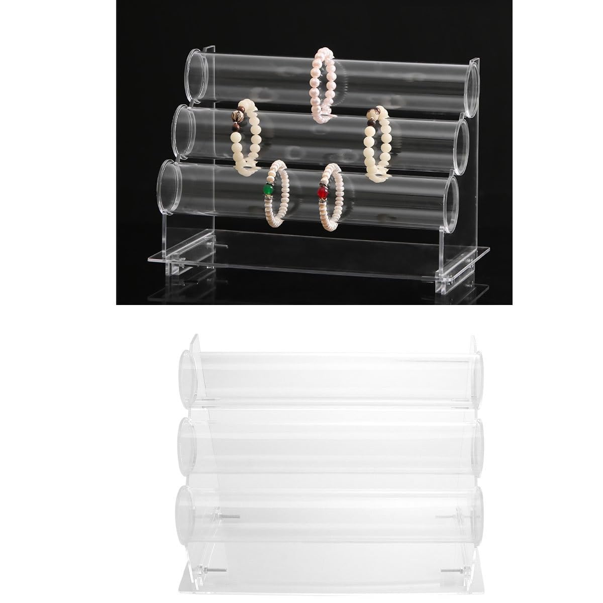 PLAFOPE Soporte Acrílico Transparente Fácil de Montar de Niveles para Pulseras y Joyas Adecuado para y Organización en Escritorio