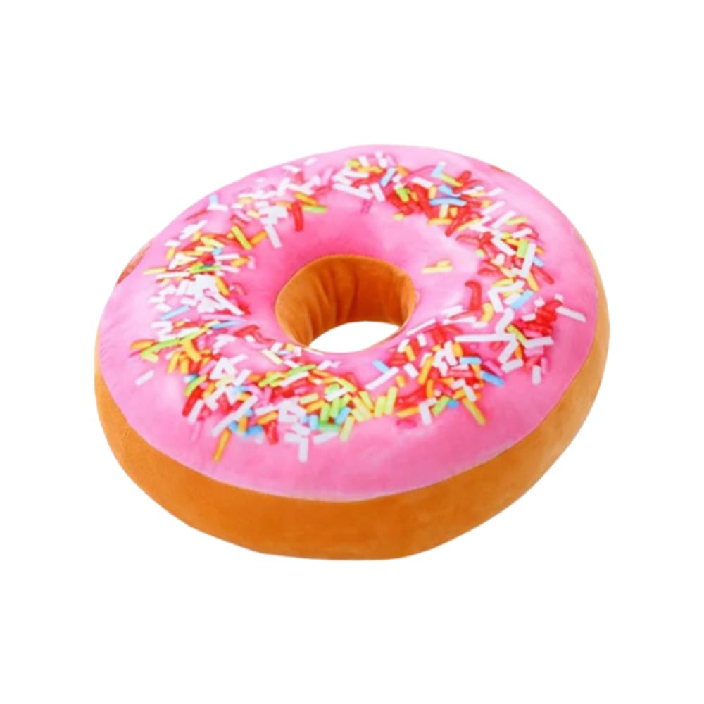 TONGMAN 40CM Donut Throw Pillow - 3D Funny Food Shaped Cushion, Ultra Soft Plush for Sofa, Chair, Floor & Couch Decor | Decorative Comfy Seat Pad Pillow (pink)