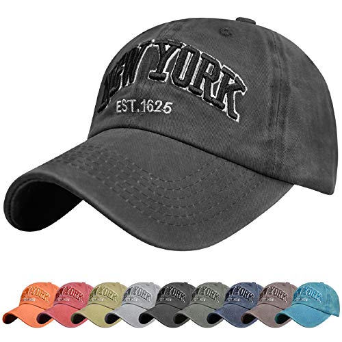 Voqeen Gorra de Beisbol Sombrero de Gorra Ajustable con Bordado New York Gorra de Vintage Algodón de Verano al Aire Libre Cap para Hombres Mujeres (Negro)