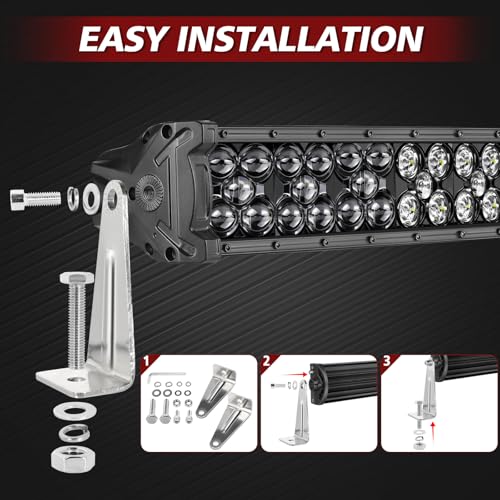 Image of LED Light Bar Side Mounting Bracket, LTEODCHEW 2Pcs Universal Adjustable Base Bracket Kit for Straight or Curved Off Road Light Bar from 4 inch up to 52 inch Stainless Steel Silver - M8