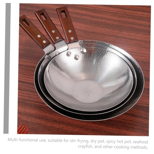 Wok de acero inoxidable con mango de madera 1 pieza miniatura 2
