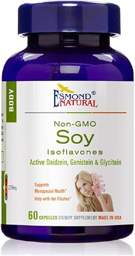 Isoflavonas de soja sin OMG (apoya la salud menopáusica y sofocos), GMP, producto natural certificado Assn, fabricado en Estados Unidos, 250 mg, 60