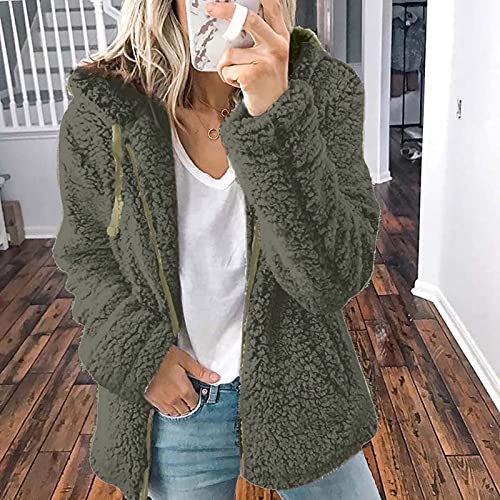 Winter Coats for Women Warm Fuzzy Fleece Jacket Zip Up Long Sleeve Coat Casual Thick Sherpa Jackets with Hood 20252