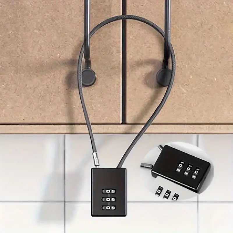 Shrux Combination Lock 3 Digit Outdoor Waterproof Padlock, Locker Lock Gym Lock, Steel Wire Combination Padlock,Code Lock Resettable Bag Luggage Gate Lock for Fence,Gate| Passwords Ring Lock-image-32