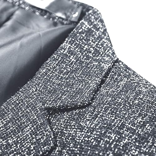 Blazer for Men Wool Blend Tweed Sport Coat One Button Peaked Lapel Vintage Suit Jackets4