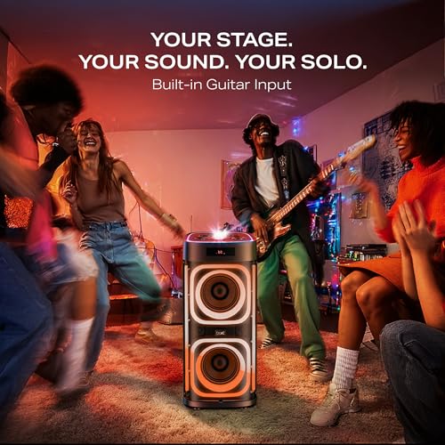 Image of Boat 2025 Launch PartyPal 700, 300W, Disco Ball, Karaoke Auto-Tune, Rechargeable UHF Wireless Mic, RGB LEDs, 6H Battery, Trolley-Wheels, Bluetooth Speaker, Karaoke mic with Speaker (Premium Black)