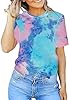 SUWATOIN Tie Dye T Shirt for Women Summer Crew Neck Short Sleeve Shirts Casual Loose Fit Tops #1