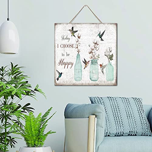 Cadre bois Today I Choose to Be Happy déco murale salon nature et vintage