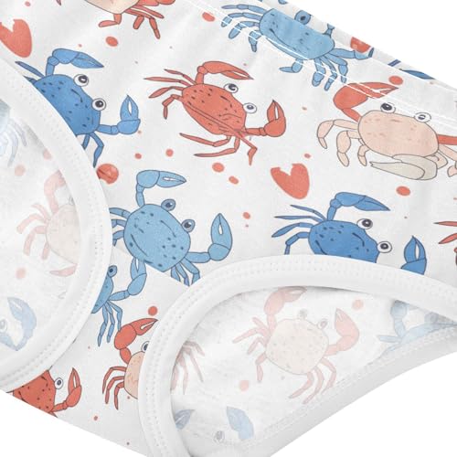Wusikd Blue Red Crab Girls' Underwear Cotton Cute Girls Briefs Soft Toddler Underwear 2T4