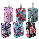 BeeGreen Shoe Organizer 6pcs Shoe Bags with Zipper Closure, Flower Design Shoe Storage Organizer with Handle Travel Bags For Men and Women, Portable Nylon Travel Gifts