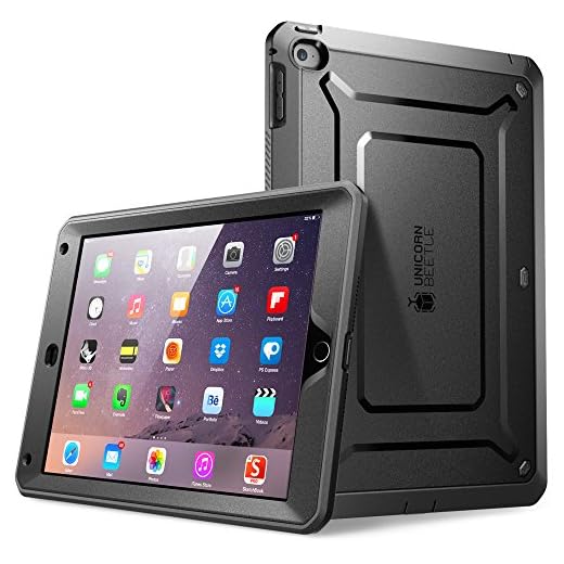 SUPCASE [Unicorn Beetle PRO Series] [Heavy Duty] Case for iPad Air 2 ,[2nd Generation] 2014 Release Full-body Rugged Hybrid Protective Case with Built-in Screen Protector (Black)
