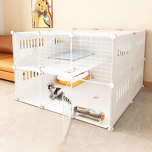 屋内用猫フェンス 猫用プレイペン 取り外し可能な小動物ケージ 猫用囲い 大きな運動場 1〜3匹の猫、ウサギ、小動物に最適(105x90x70cm)