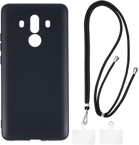 Shantime Funda Huawei Mate 10 Pro + cordones universales para teléfono móvil, correa suave para el cuellocruzado, funda de silicona TPU para Huawei