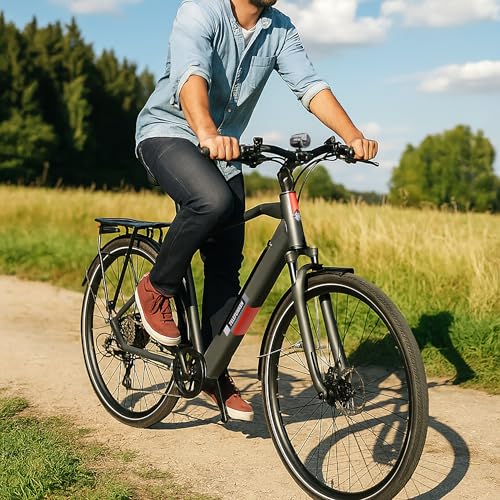 TELEFUNKEN E-Bike 28 Zoll Fahrrad für Herren | Trekking Pedelec mit 8-Gang Kettenschaltung & Scheibenbremsen | 250 W Heckmotor & integriertem 417,6 Wh Li-Ion-Akku | inkl. Panzerkabelschloss – Bild 6